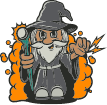 Animated wizard game character