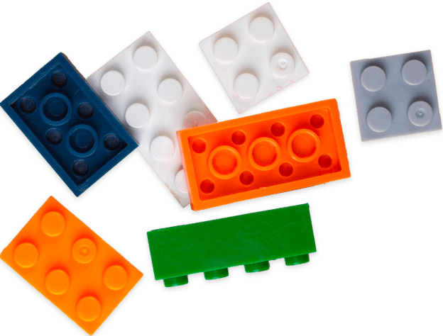 Multicolored legos on a tabletop from a Lego store in Dawsonville
