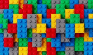 Assortment of colorful Lego® pieces.